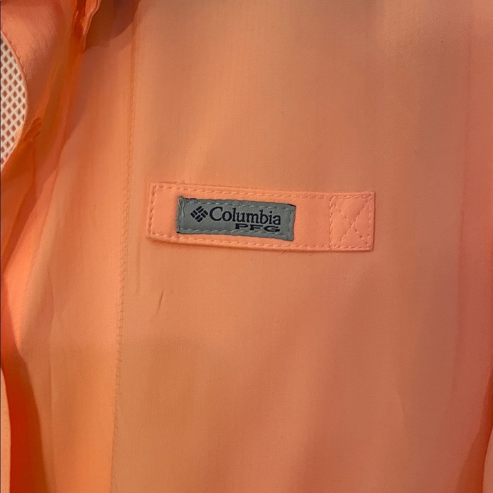 Columbia PFG Shirt Womens Large Orange Vent Long Sleeve Button Fishing UPF 30 - Picture 3 of 9